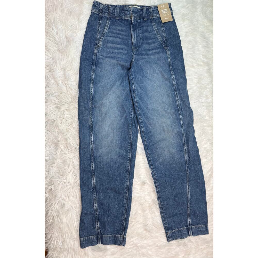 NWT Madewell High Rise Tapered Denim Trousers Blue Size 27 Relaxed Jeans - Picture 5 of 14
